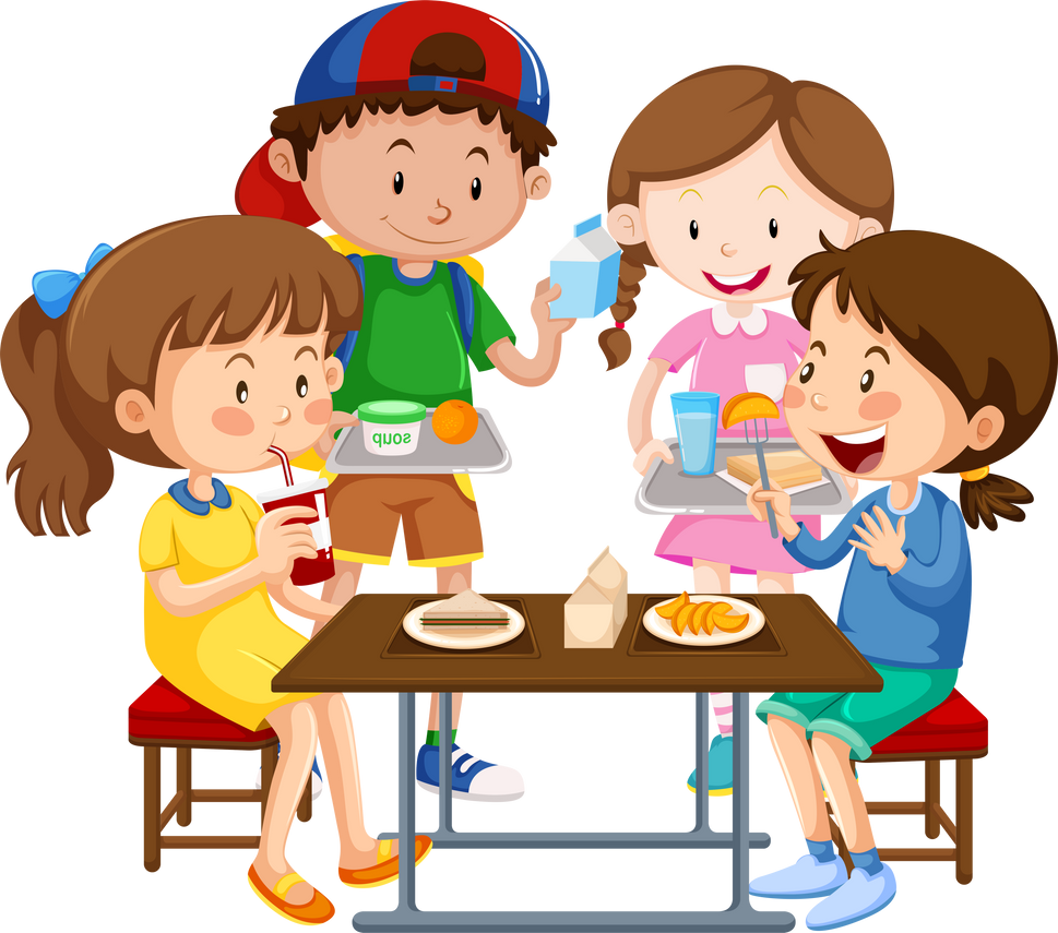 Group of children eating together